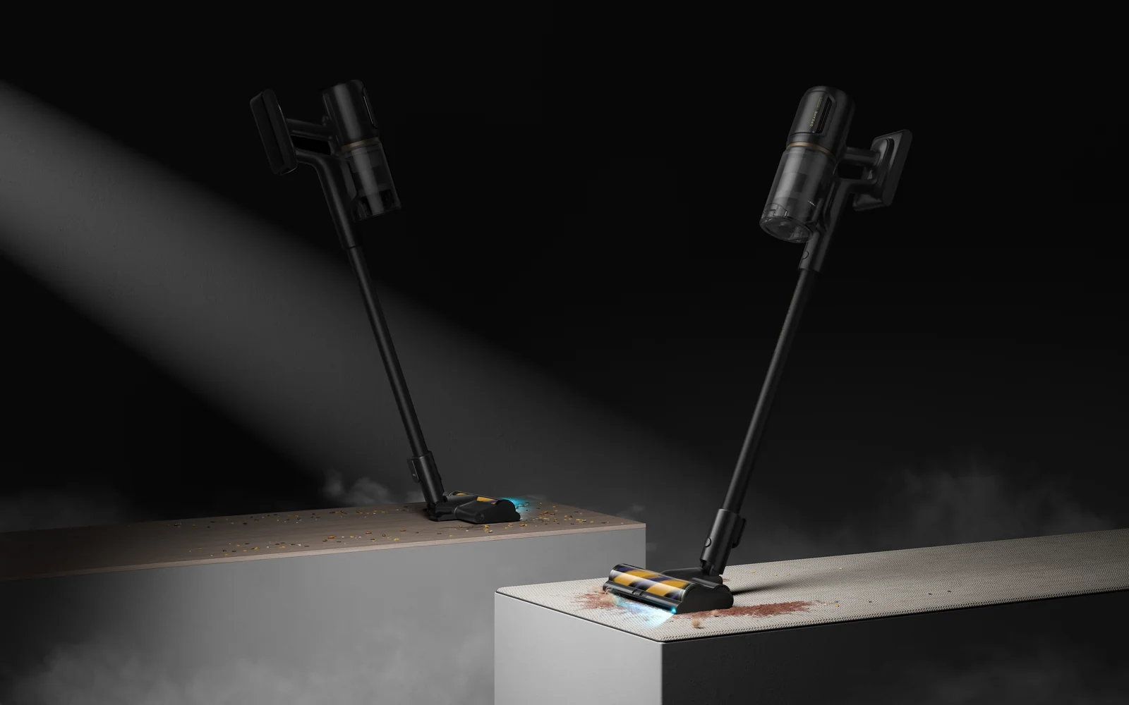 Du DREAME Z30 Ultra siurbliai valo kietas grindis ir kilimą