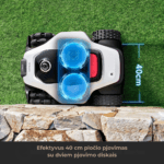 Efektyvus žolės pjovimas su dvigubais diskais ir 40 cm pjovimo pločiu | Techzona: autorizuotas „Dreame Technologies“ partneris.