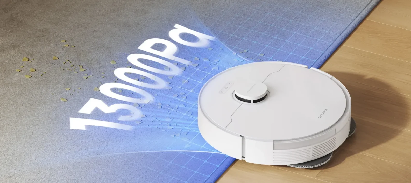 Robotas 13 000 Pa galia įsiurbia dulkes
