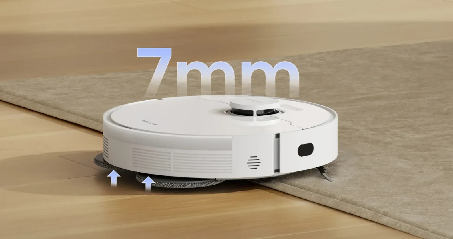Šluostės pakeliamos 7 mm nuo grindų ant kilimo krašto