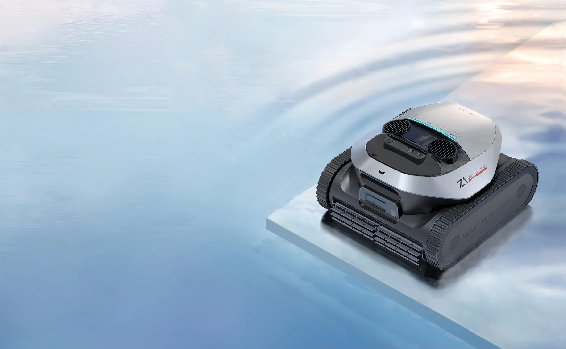 DREAME Z1 baseino valymo robotas plaukia baseine