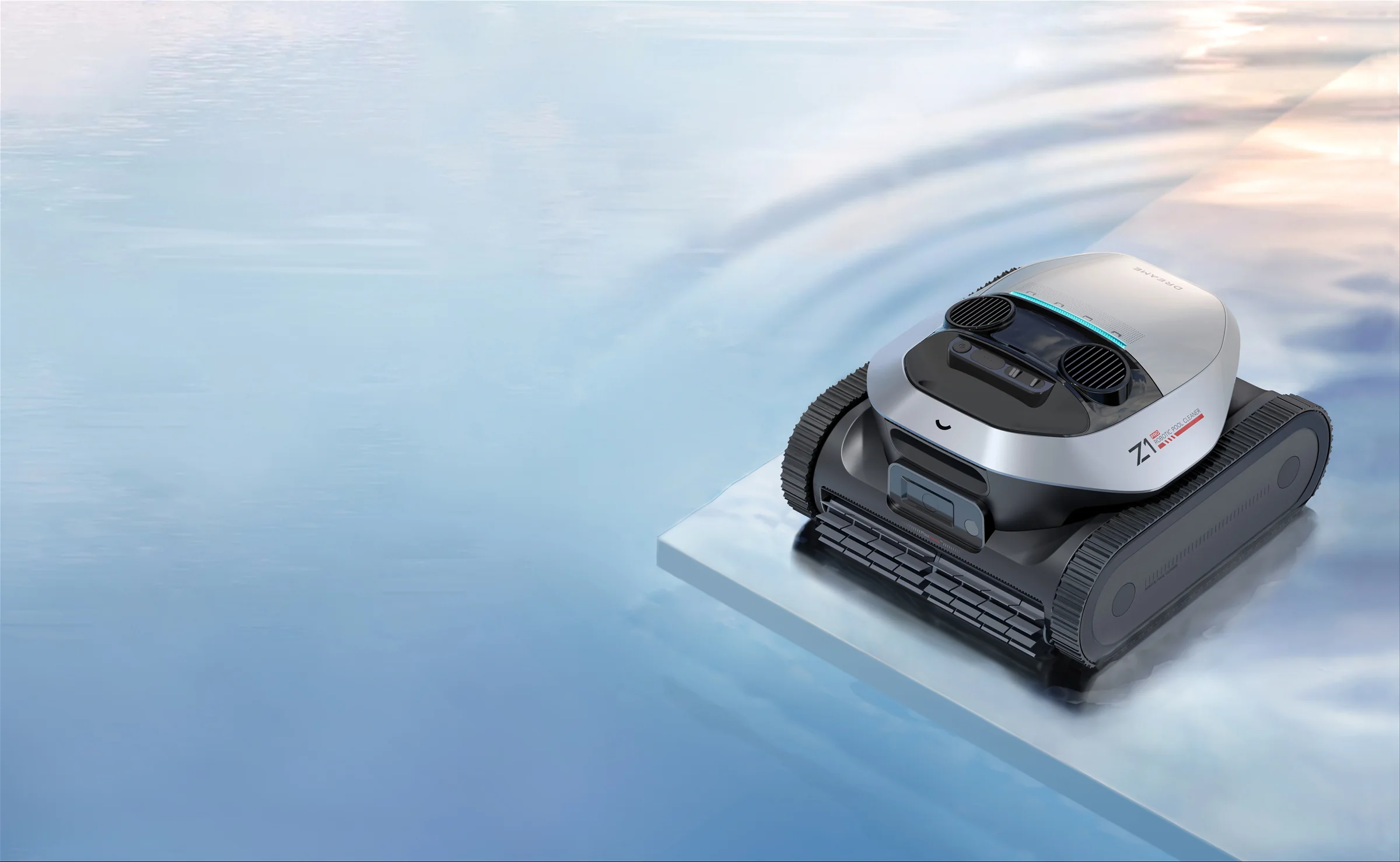 DREAME Z1 Pro baseino valymo robotas plaukia baseine