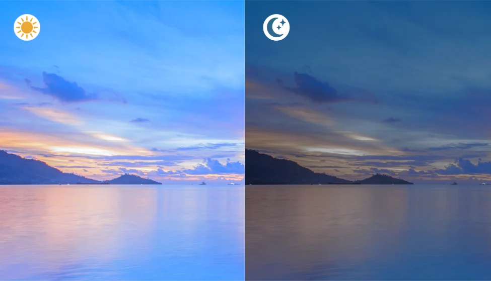 DREAME Vivid QLED Q100 ekrano ryškumas dieną ir naktį