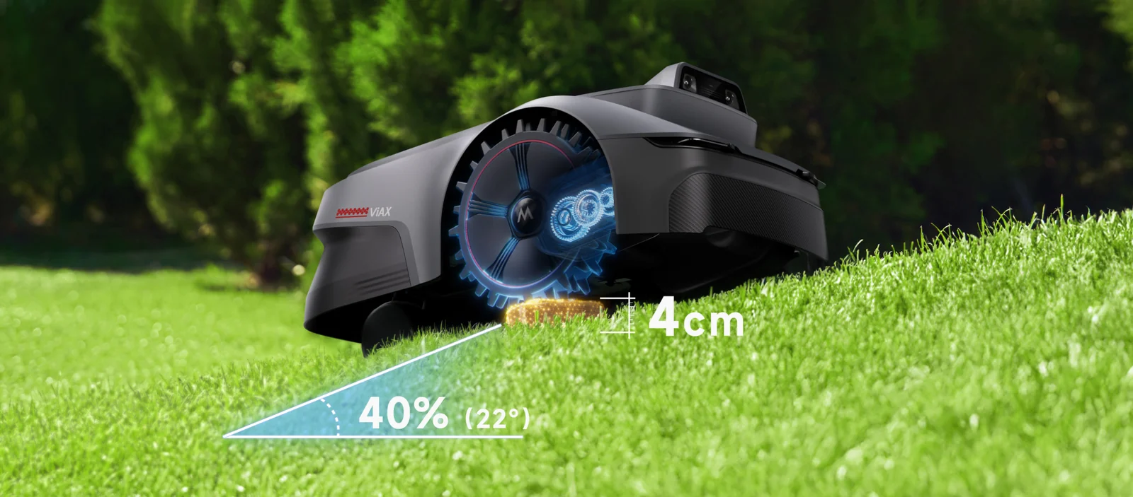 Robotas įveikia šlaitą ir kliūtį