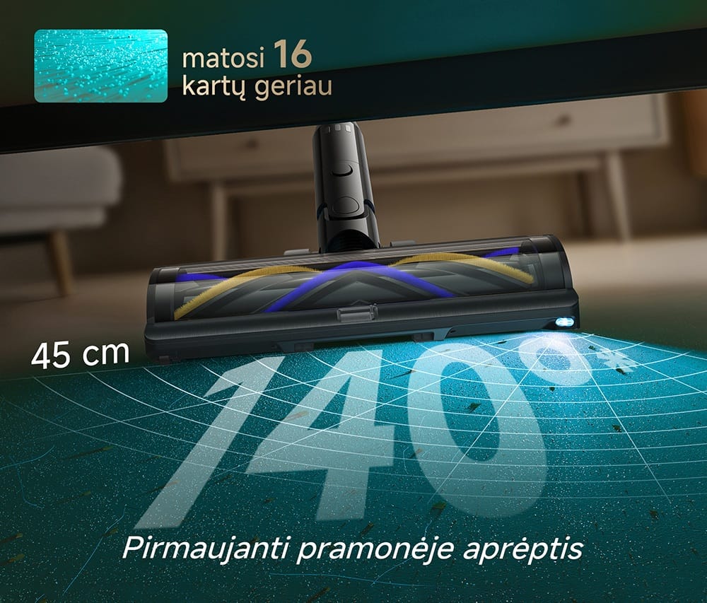 Siurblys šluota Dreame Z30 AquaCycle PRO 5 9 Celeste LED Light for Enhanced Dust Visibility