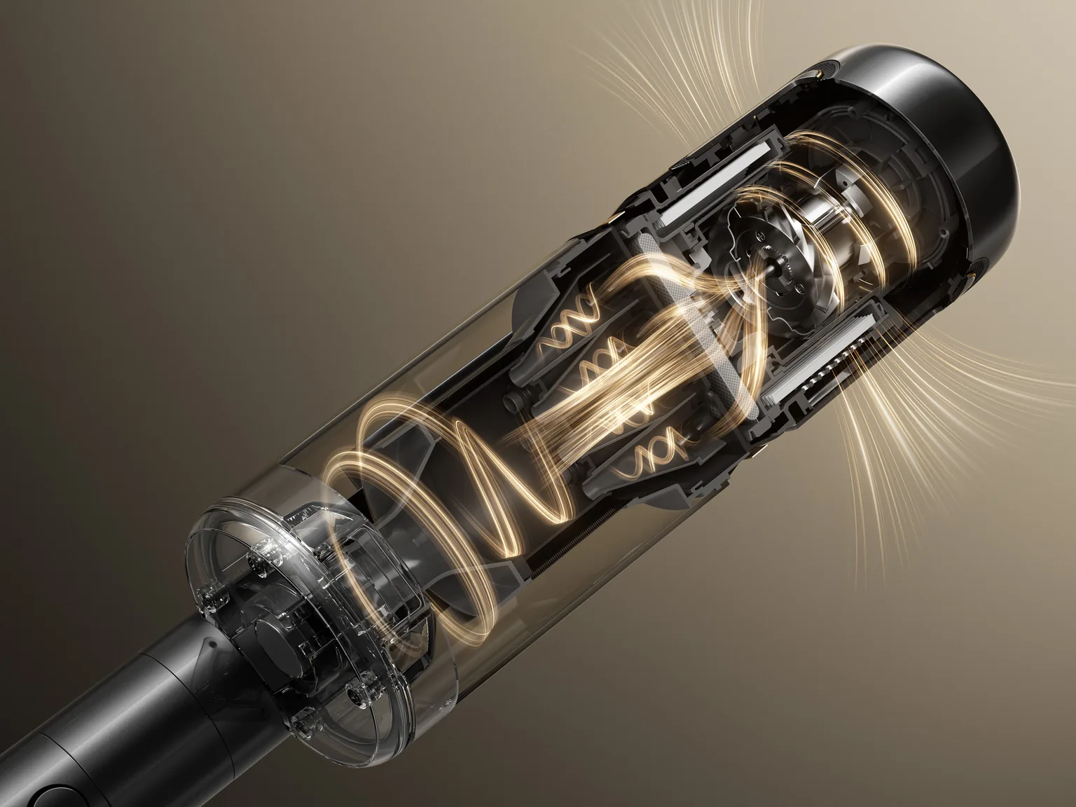 DREAME Z30 Slim variklis ir oro srautas pjūvyje