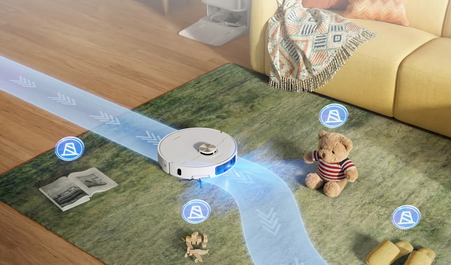 Robotas planuoja maršrutą ant kilimo