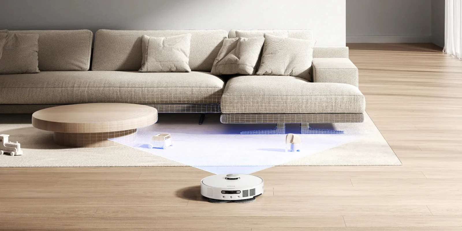 Robotas kopia per aukštą slenkstį, pažymėtas daugiau nei 20 mm aukštis