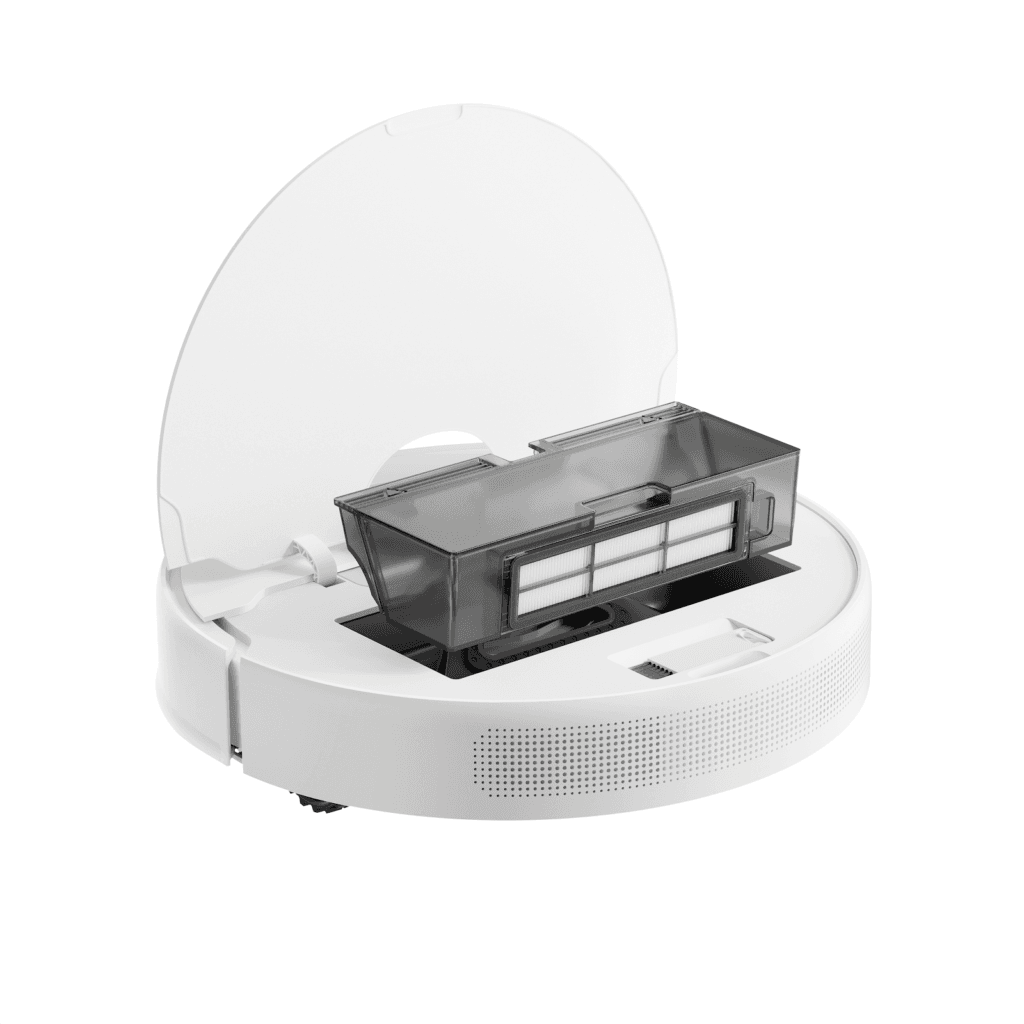 DREAME D9 Max Gen 2 su atidaryta dulkių dėžute ir filtru RHF1