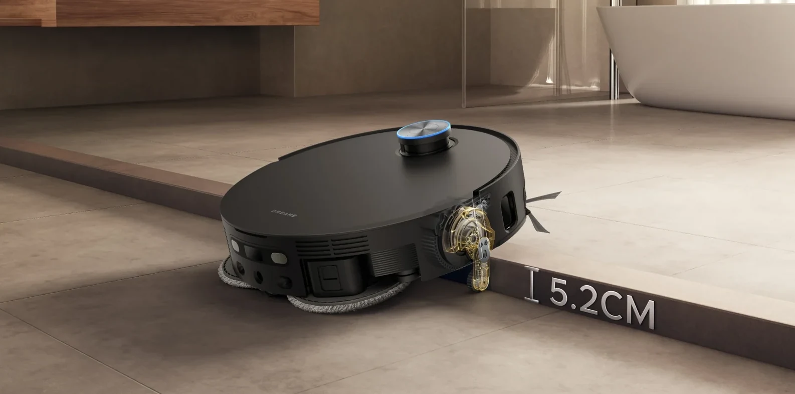 Robotas užvažiuoja ant vienos pakopos slenksčio